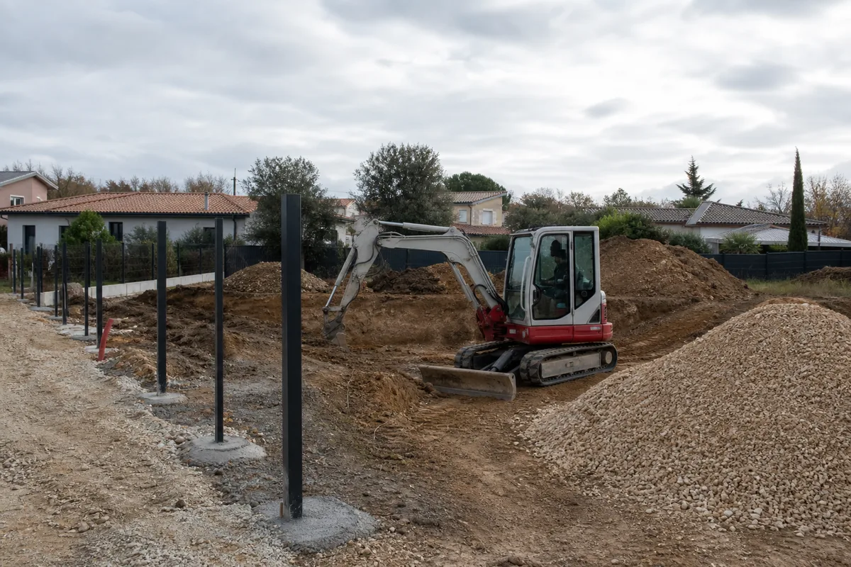 Chantier de terrassement et pose de clôture en Gironde